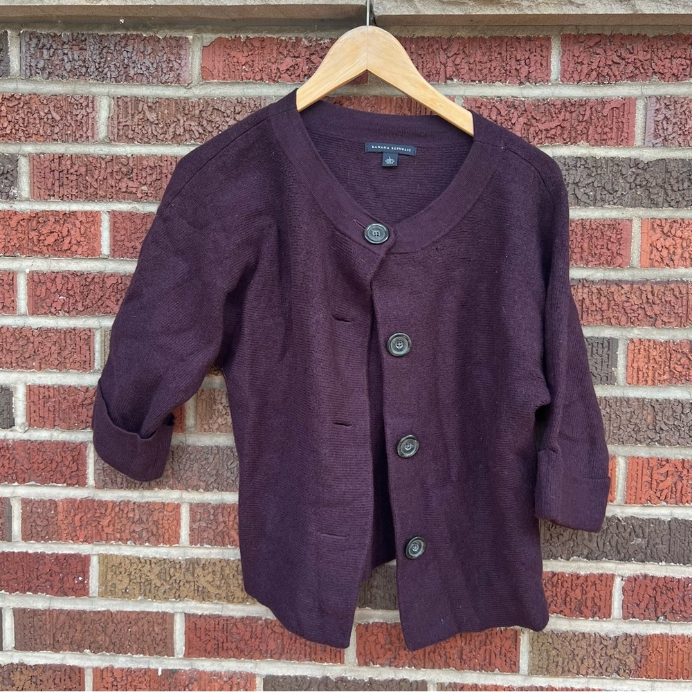 Banana Republic Dark Burgundy Button Down Sweater Cardigan